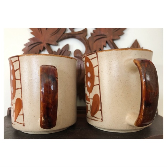 Vintage Boho Stoneware Mugs - Picture 2 of 10